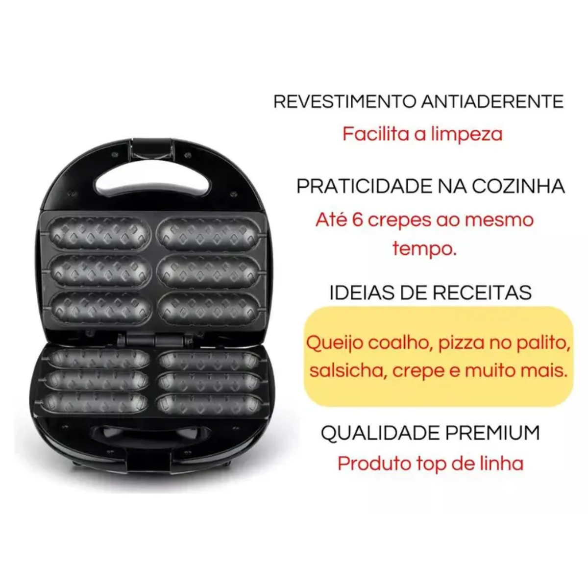 Atacado | Máquina de Crepe Suíço Elétrica 6 Cavidades Antiaderente