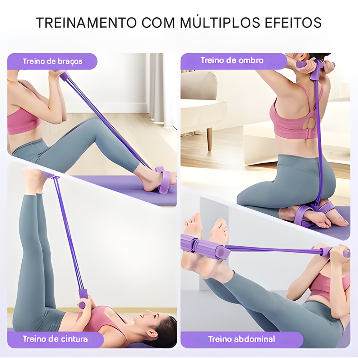 Atacado | Extensor Elástico com Pedal para Exercícios Fitness e Treino em Casa