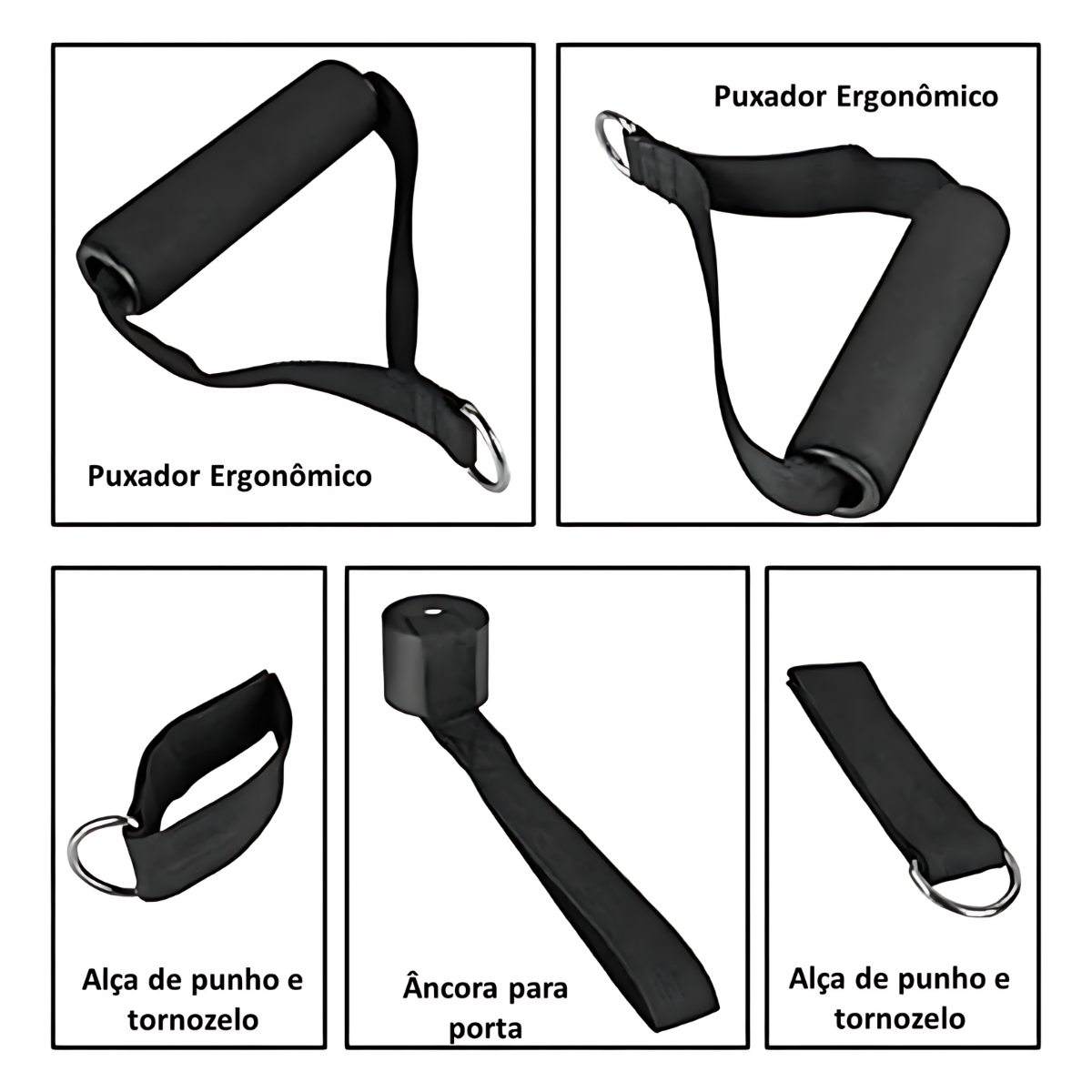 Atacado | Kit Extensores Elásticos Tubulares 11 Peças com Alças, Tornozeleiras e Âncora de Porta