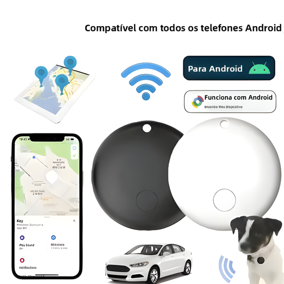 Atacado | Smart Tag Bluetooth F08-AZ Rastreador Chaves Carteira Pet