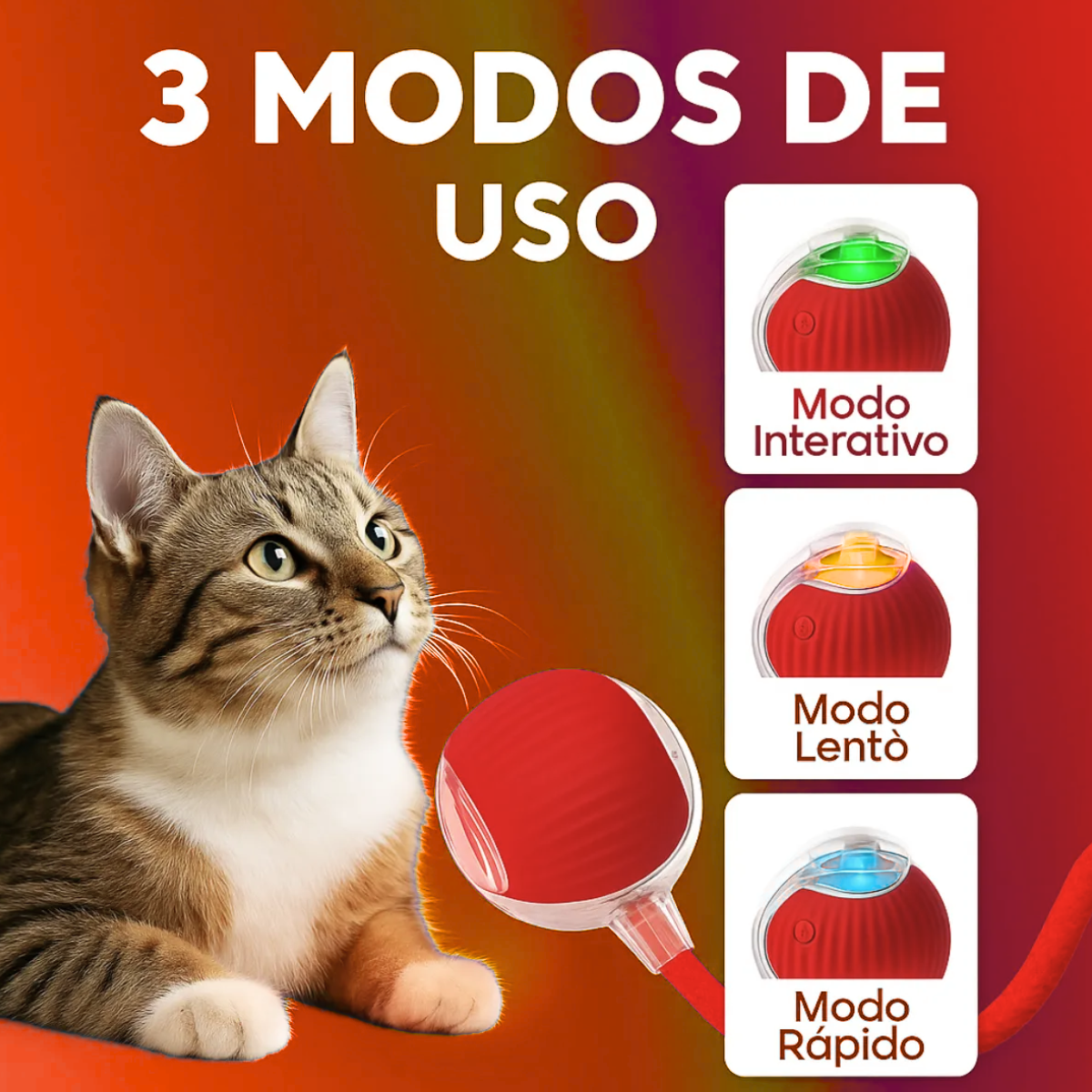 Atacado | Bola Elétrica Interativa para Pets com Cauda e Sensor de Movimento