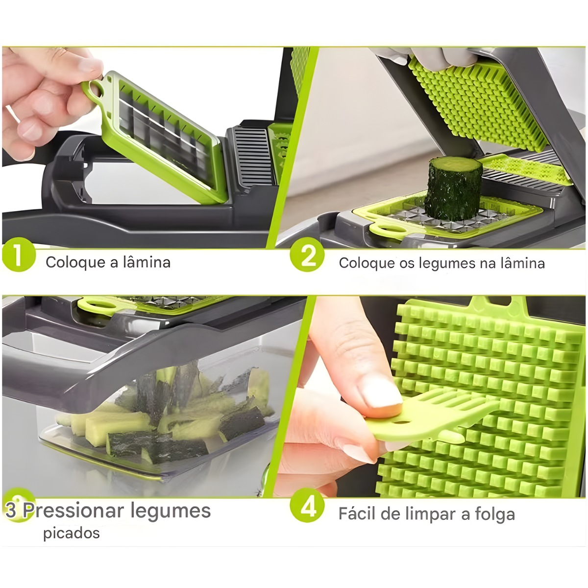 Atacado | Cortador de Legumes Multifuncional 12 em 1 com Lâminas Inox e Recipiente (Ralador e Fatiador)
