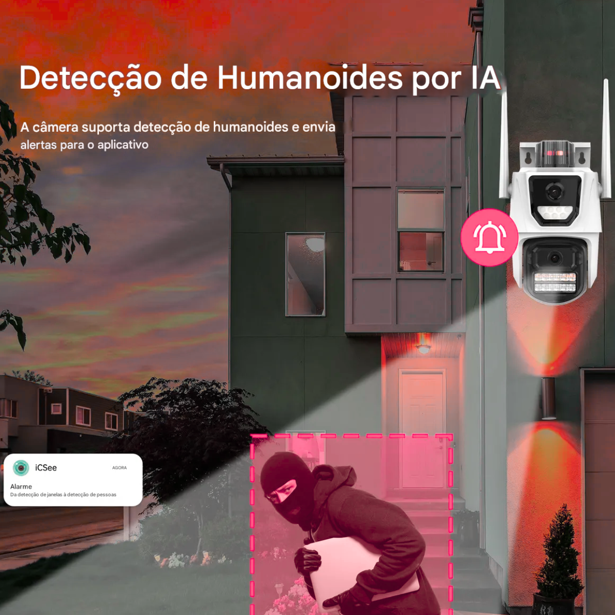 Atacado | Câmera de Segurança WiFi P17-QQ6 Dupla Lente 4K com Visão Noturna e PTZ