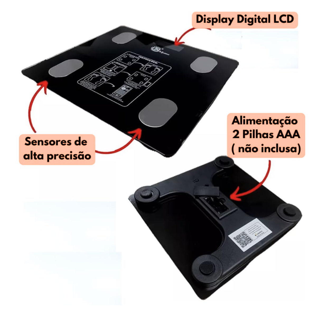 Atacado | Balança Digital Inteligente Bioimpedância Bluetooth até 180kg com App (IMC, Gordura, Massa Muscular)