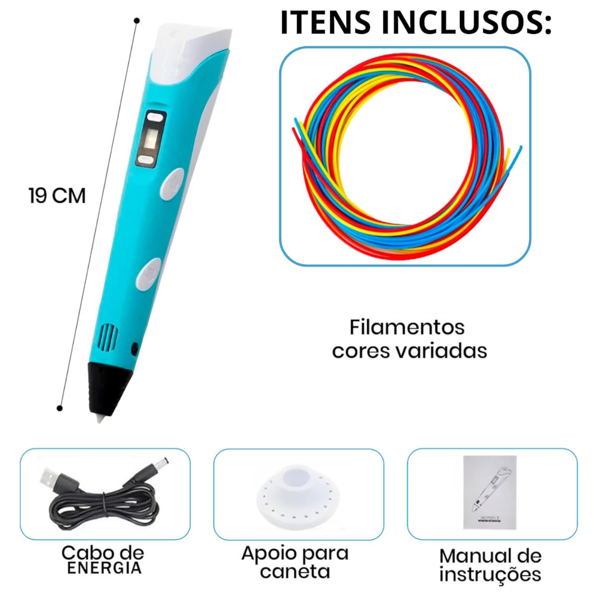 Atacado | Caneta 3D de Impressão com Filamento PLA/ABS e Controle de Temperatura