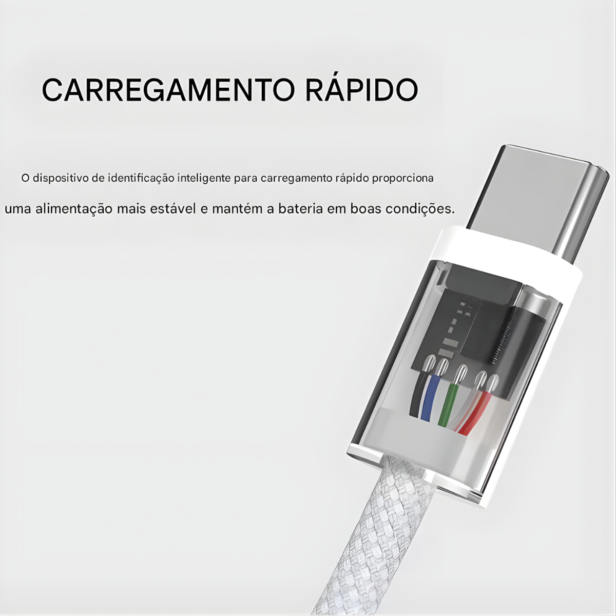 Atacado | Cabo USB-C para USB-C 60W 1m Trançado para Carregamento Rápido e Dados