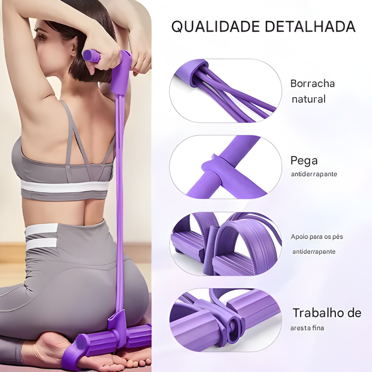 Atacado | Extensor Elástico com Pedal para Exercícios Fitness e Treino em Casa