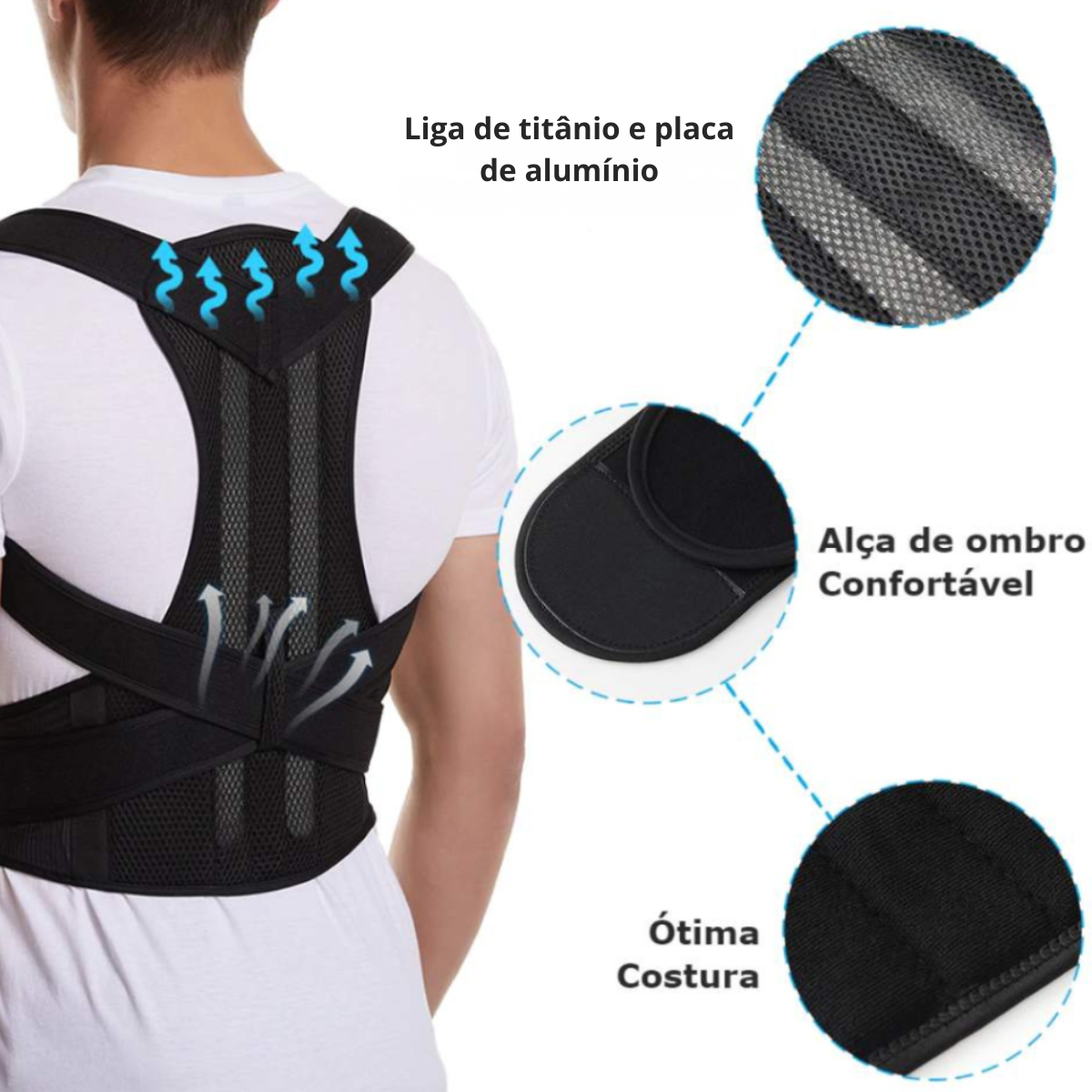 Atacado | Corretor de Postura Masculino BBJ-072 Ortopédico com Suporte Lombar