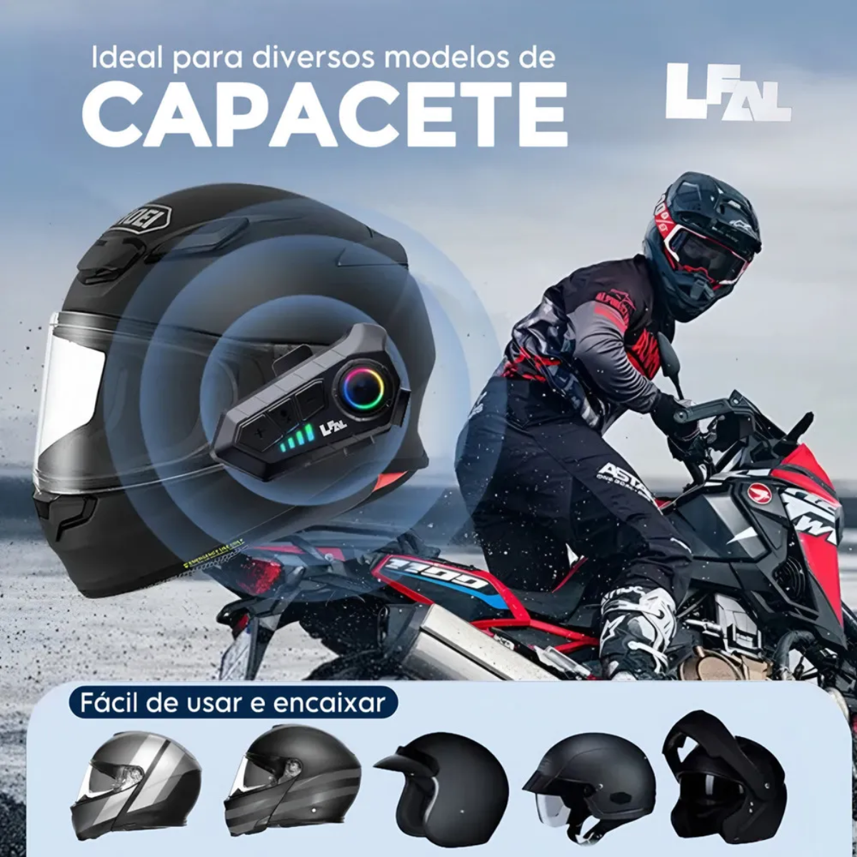 Atacado | Fone de Ouvido para Capacete Intercomunicador Bluetooth V10 – Comunicação para Moto