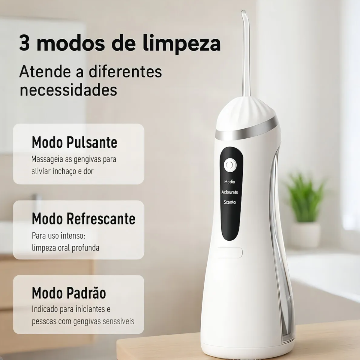 Atacado | Irrigador Oral Portátil JY-7235 Recarregável USB-C 3 Modos IPX7