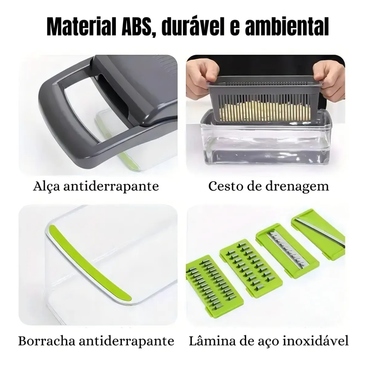 Atacado | Cortador de Legumes Multifuncional 12 em 1 com Lâminas Inox e Recipiente (Ralador e Fatiador)
