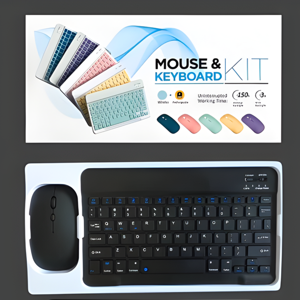 Atacado | Kit Teclado e Mouse Sem Fio Bluetooth Recarregável Dual Mode para Tablet e Notebook