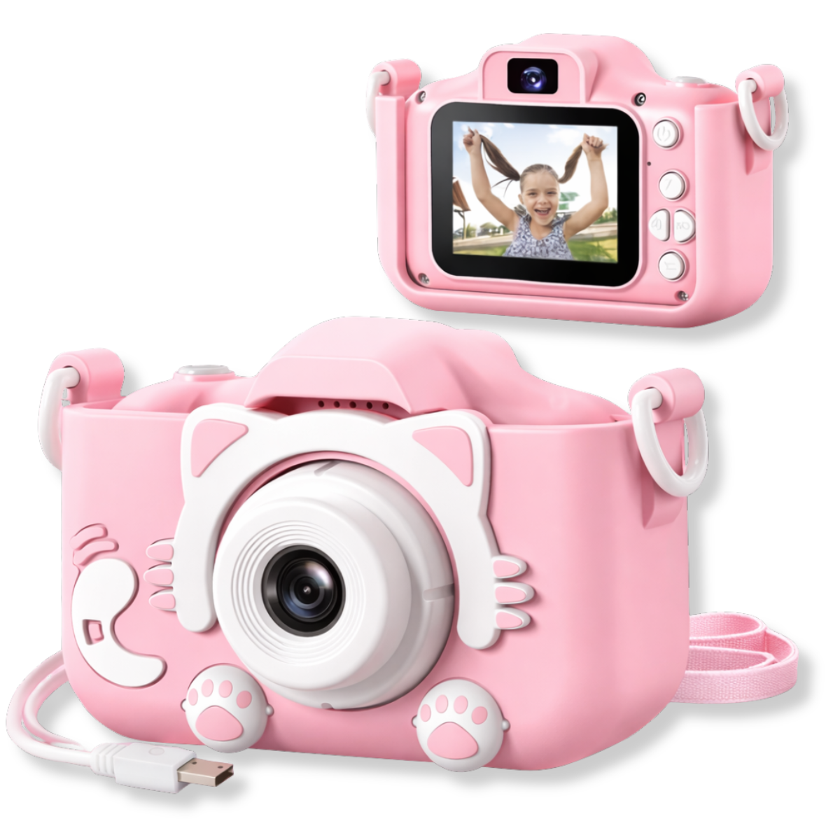 Atacado | Câmera Digital Infantil Gatinho HD 1080p com Capa de Silicone e Jogos