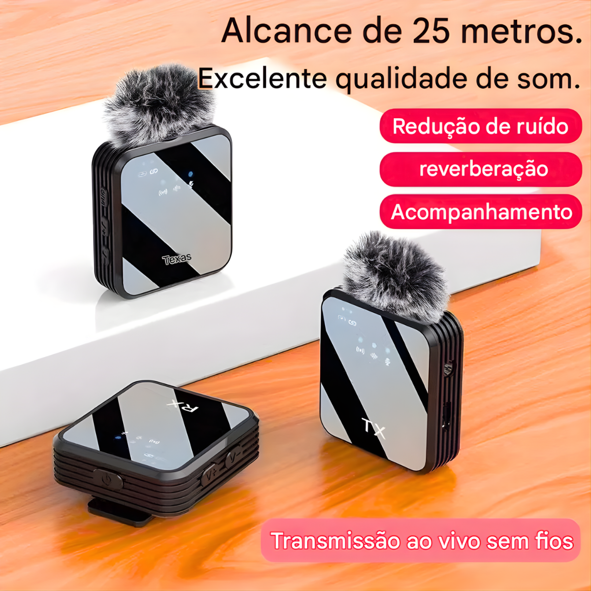 Atacado | Microfone de Lapela Sem Fio Duplo Profissional com Cancelamento de Ruído F11-2