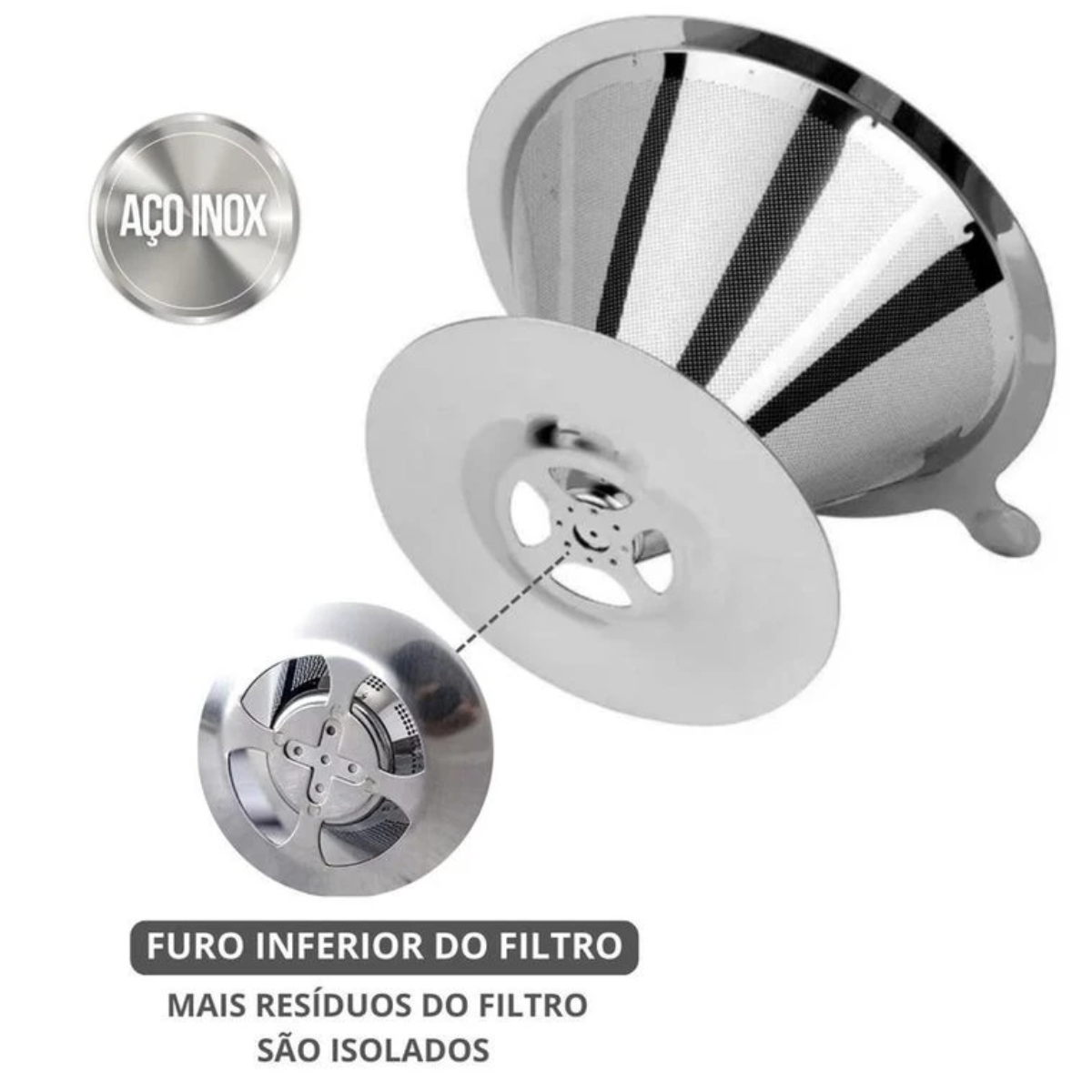 Atacado | Filtro de Café Inox Reutilizável Malha Dupla Aço Inoxidável 304