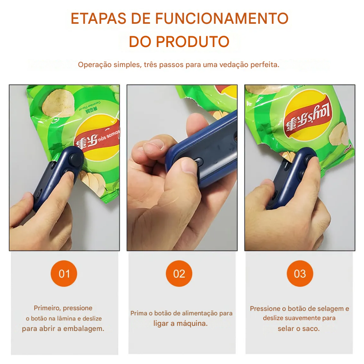 Atacado | Selador de Embalagens Portátil 2 em 1 com Cortador e USB (Fecha Sacos Plásticos)