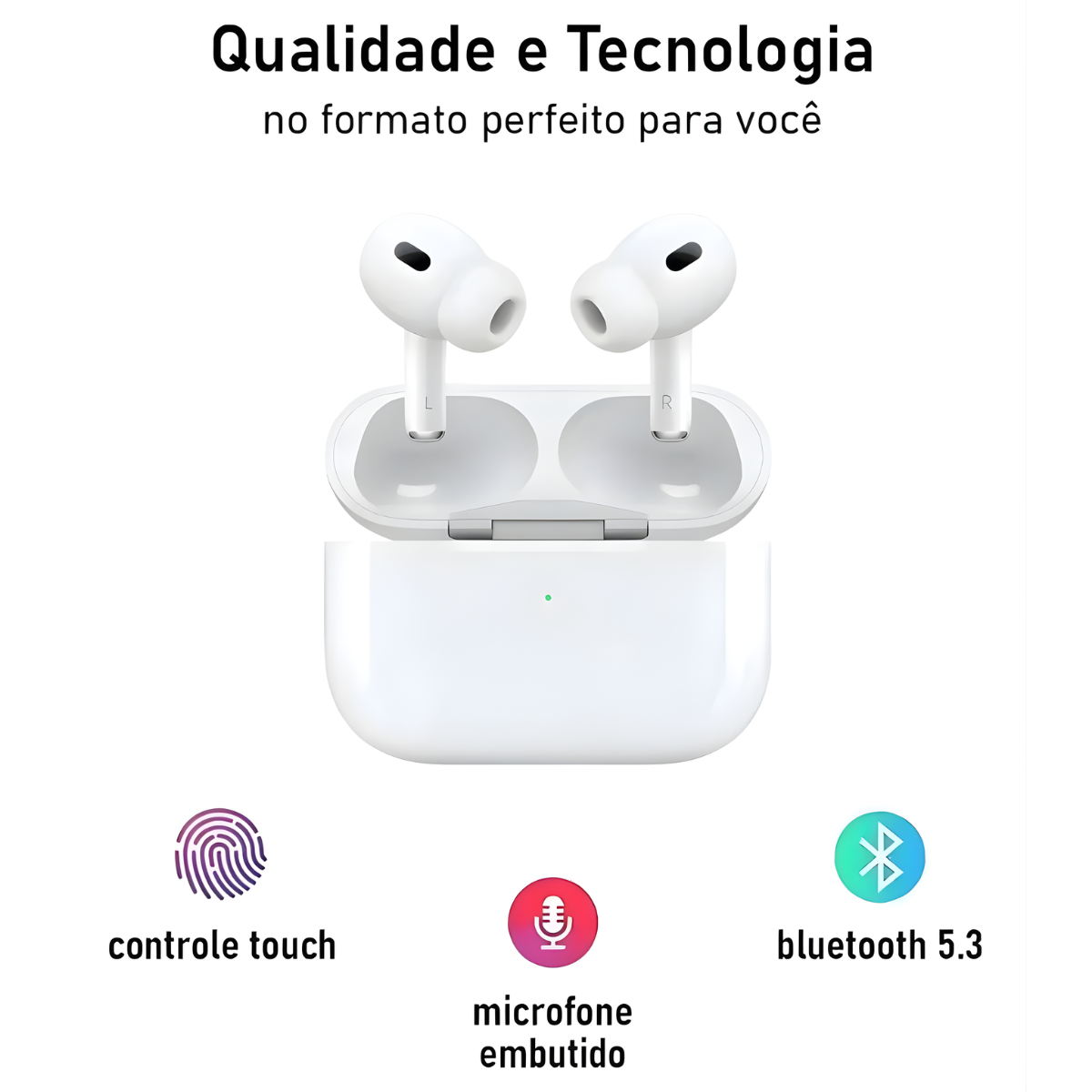 Atacado | Fone Bluetooth AirPro 2ª Geração 1:1 com ANC Pop-up iOS e Carregamento Sem Fio