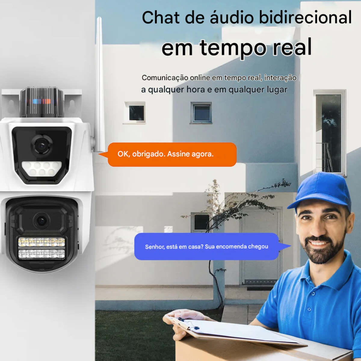Atacado | Câmera de Segurança WiFi P17-QQ6 Dupla Lente 4K com Visão Noturna e PTZ