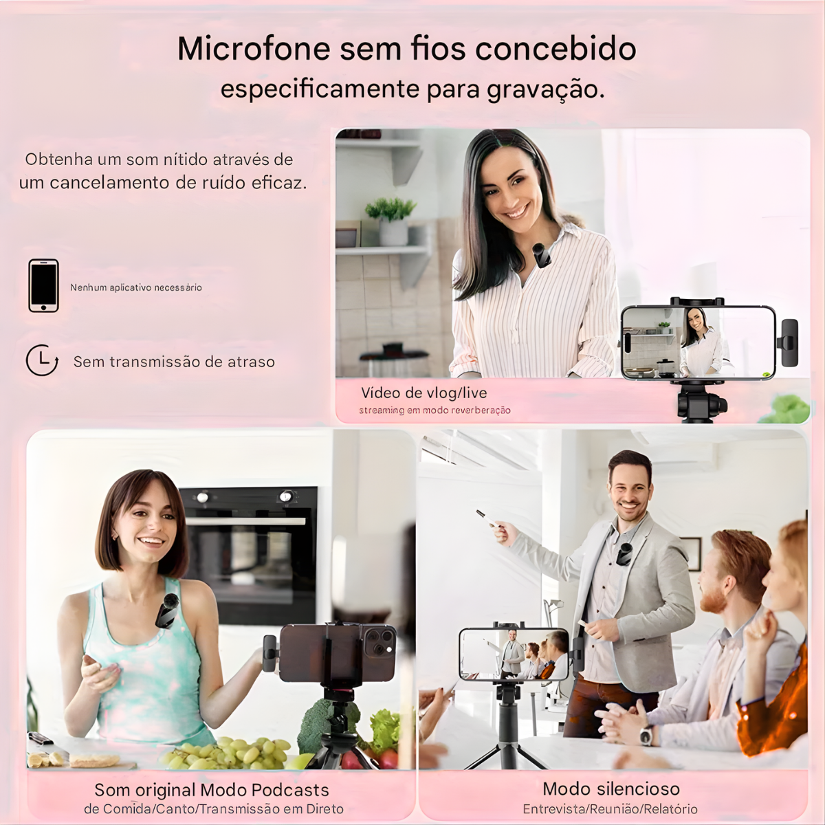 Atacado | Microfone de Lapela Sem Fio Duplo Profissional com Cancelamento de Ruído F11-2
