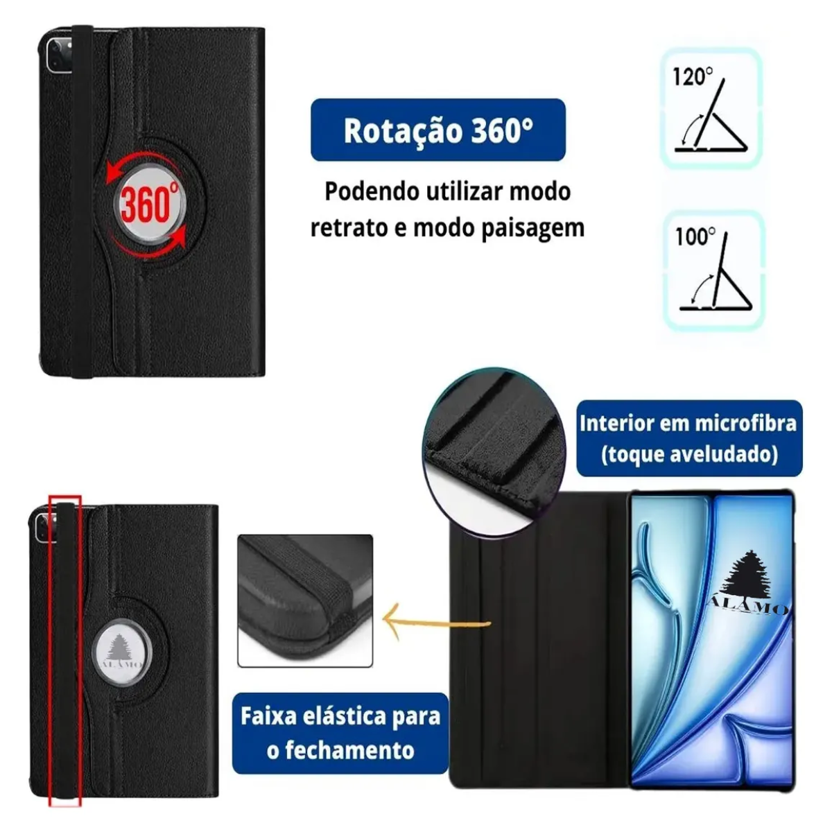 Atacado | Capa para Tablet Giratória 360° Tipo Couro (PU) para iPad, Samsung e Xiaomi