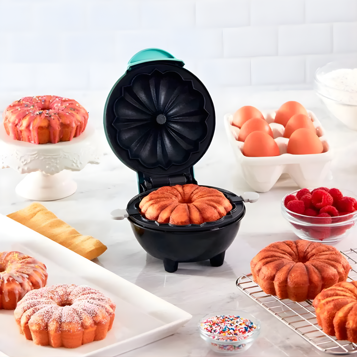 Atacado | Mini Máquina Boleira Elétrica Antiaderente Mini Bolo Bundt