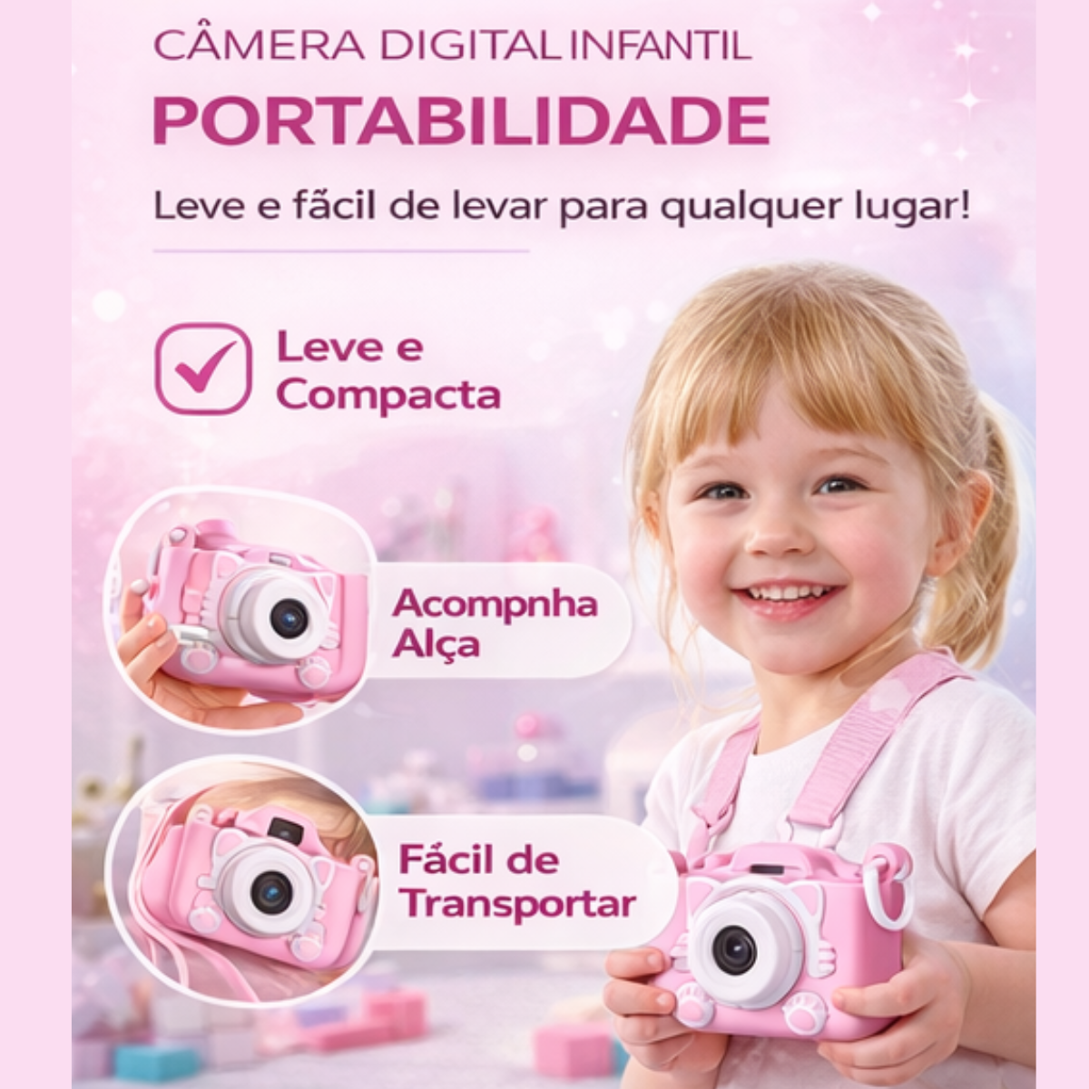 Atacado | Câmera Digital Infantil Gatinho HD 1080p com Capa de Silicone e Jogos