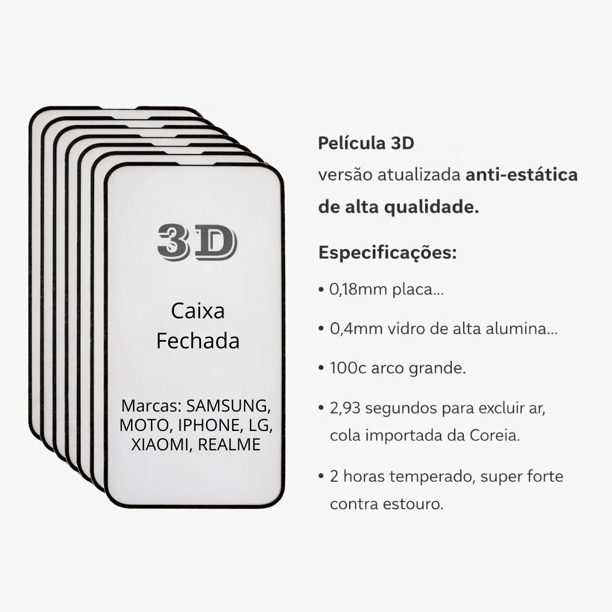 Atacado | Película para Smartphone Samsung, iPhone, Xiaomi, Motorola, LG e Realme (Diversos Modelos)